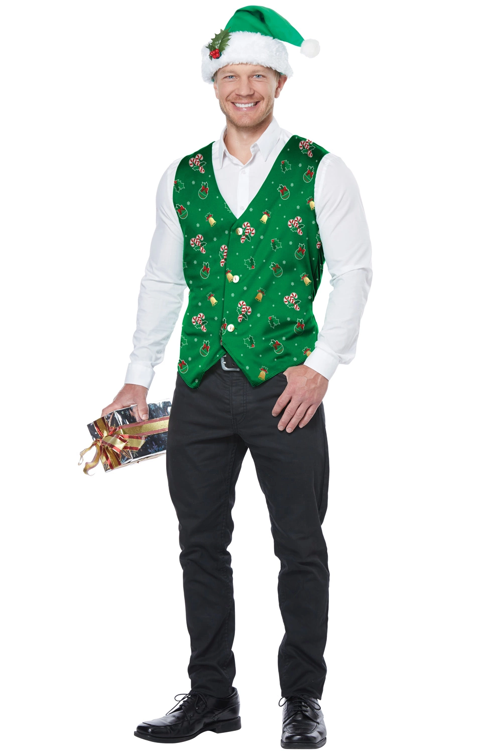 Holiday Vest Adult Costume (Green) 1 Holiday Vest Adult Costume (Green)