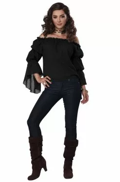 Renaissance Peasant Blouse Adult Costume (Black)