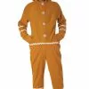 Gingerbread Fleece Jumpsuit Adult Costume