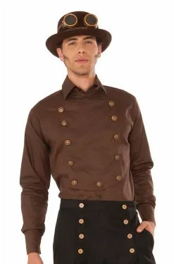 Steampunk Shirt Adult Costume (Brown)