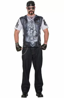 Biker Man Shirt Adult Costume (Large)