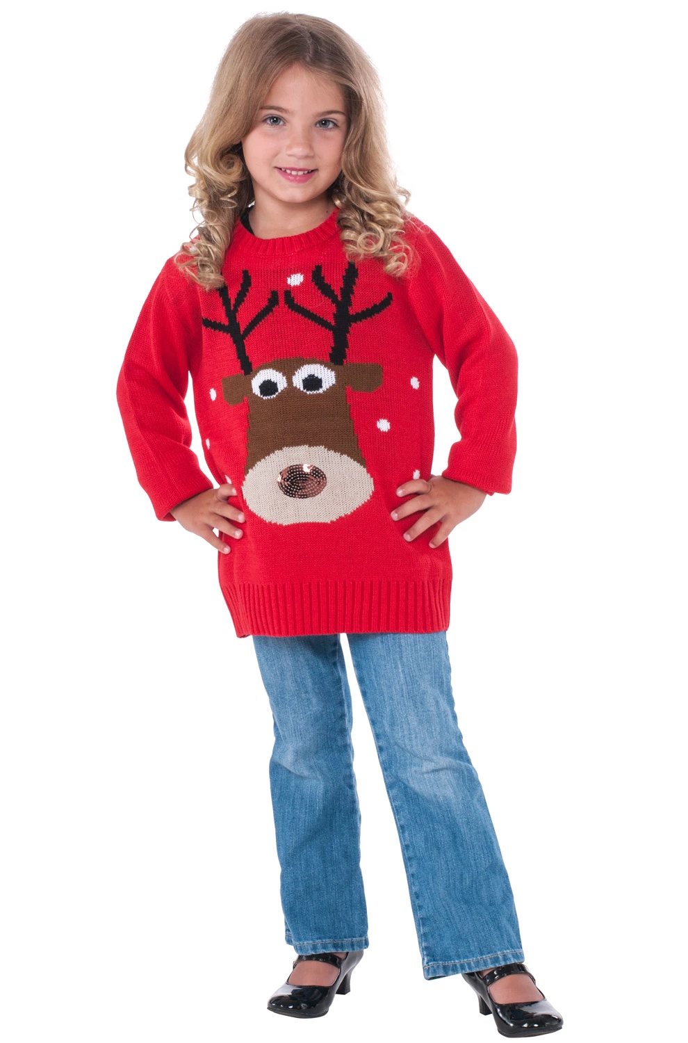 Red Reindeer Sweater Child Costume 1 Red Reindeer Sweater Child Costume