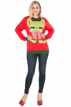 Red Elf Sweater Adult Costume