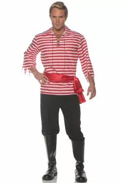 Striped Pirate Adult Costume (Red)